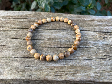 Bracelet en Jaspe Image ou Jaspe Paysage - Boules 6 mm