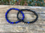 Bracelets de distance / couples - Agate noire et Lapis Lazuli 6 mm