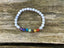 Bracelet élastique 7 chakras en Howlite Blanche et perles argentées