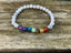 Bracelet élastique 7 chakras en Howlite Blanche et perles argentées