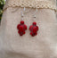 Boucles d'oreilles tortue en Howlite Rouge + perle en Cornaline