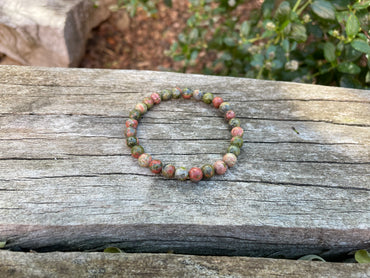 Bracelet élastique Lithothérapie en Unakite