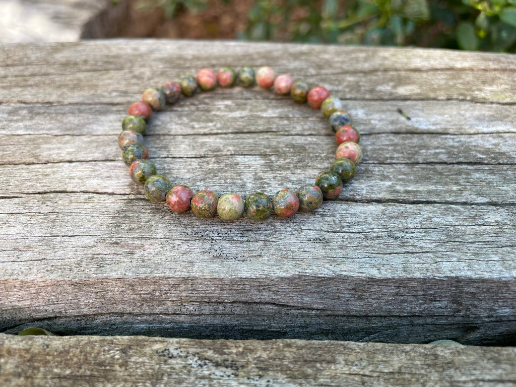 Bracelet élastique Lithothérapie en Unakite