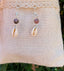 Boucles d'oreilles pendantes en Rhodonite et coquillage Cauri