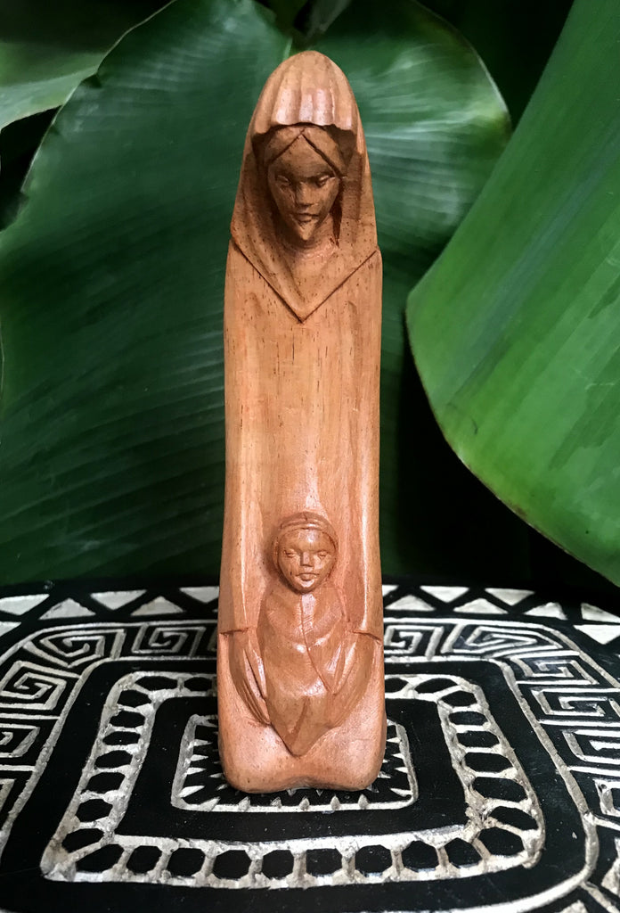 Statue Vierge à l'enfant sculpture en bois