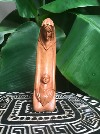 Statue Vierge à l'enfant sculpture en bois