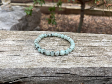Bracelet en Jaspe Kiwi, Jaspe sésame, 6 mm- Calme et stress