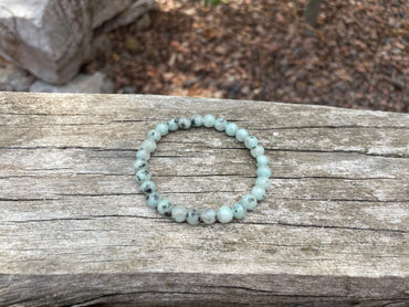 Bracelet en Jaspe Kiwi, Jaspe sésame, 6 mm- Calme et stress