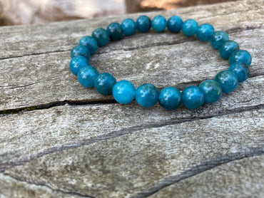 Bracelet élastique de lithothérapie en Apatite naturelle