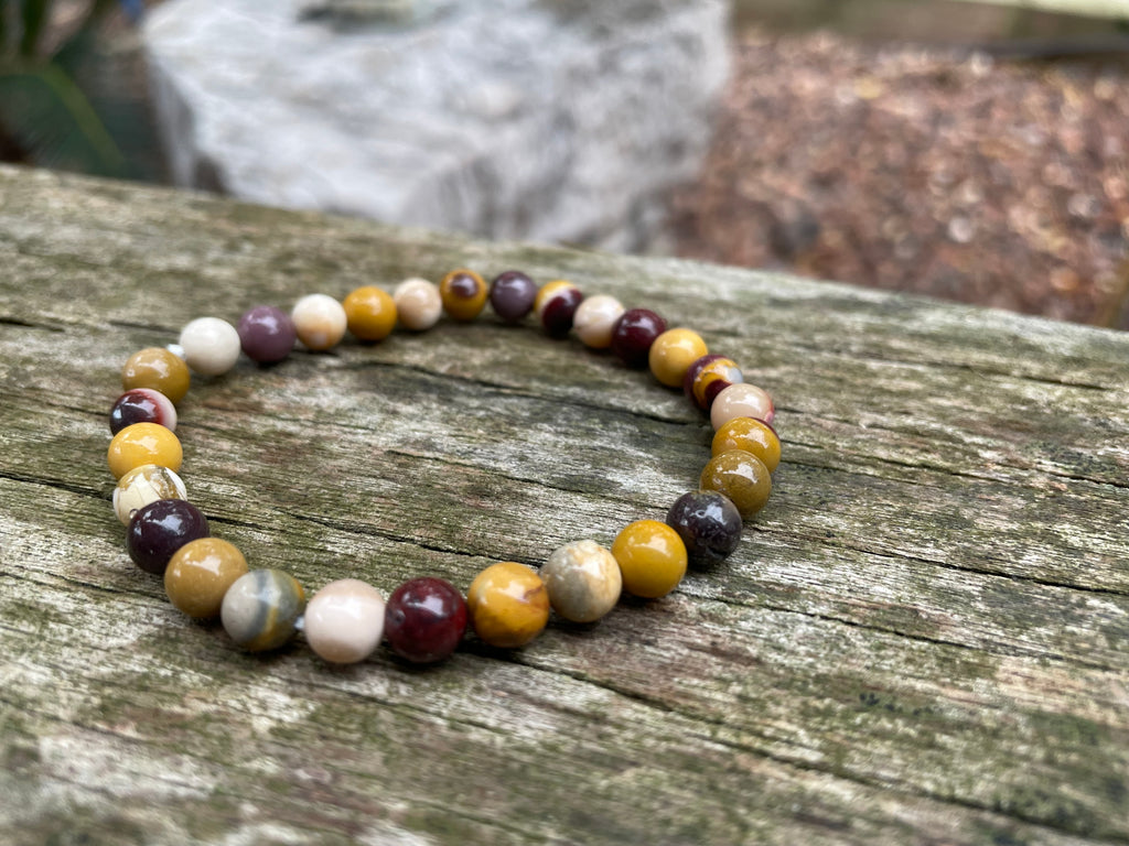 Bracelet élastique Lithothérapie en Jaspe Mokaïte ou Mookaite