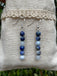 Boucles d'oreilles pendantes "Triple Protection" Sodalite, Lapis Lazuli et Aigue Marine - Crochets en argent 925