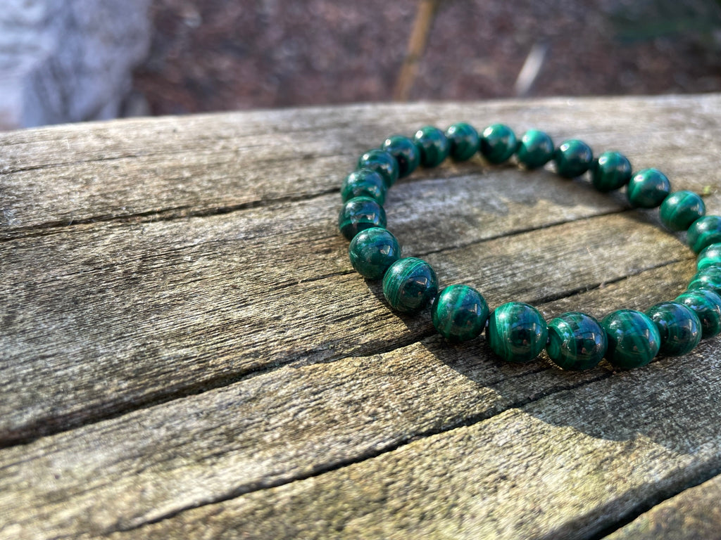 Bracelet en Malachite naturelle - Protection, guérison et clairvoyance - perles 8 mm