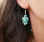 Boucles d'oreilles tortue en Howlite turquoise + perle en howlite