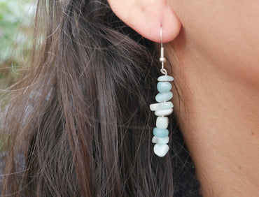 Boucles d'oreilles en chips de pierre naturelle - Amazonite