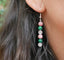 Boucles d'oreilles pendantes "Triple Protection" Malachite, Quartz Rose et Rhodochrosite