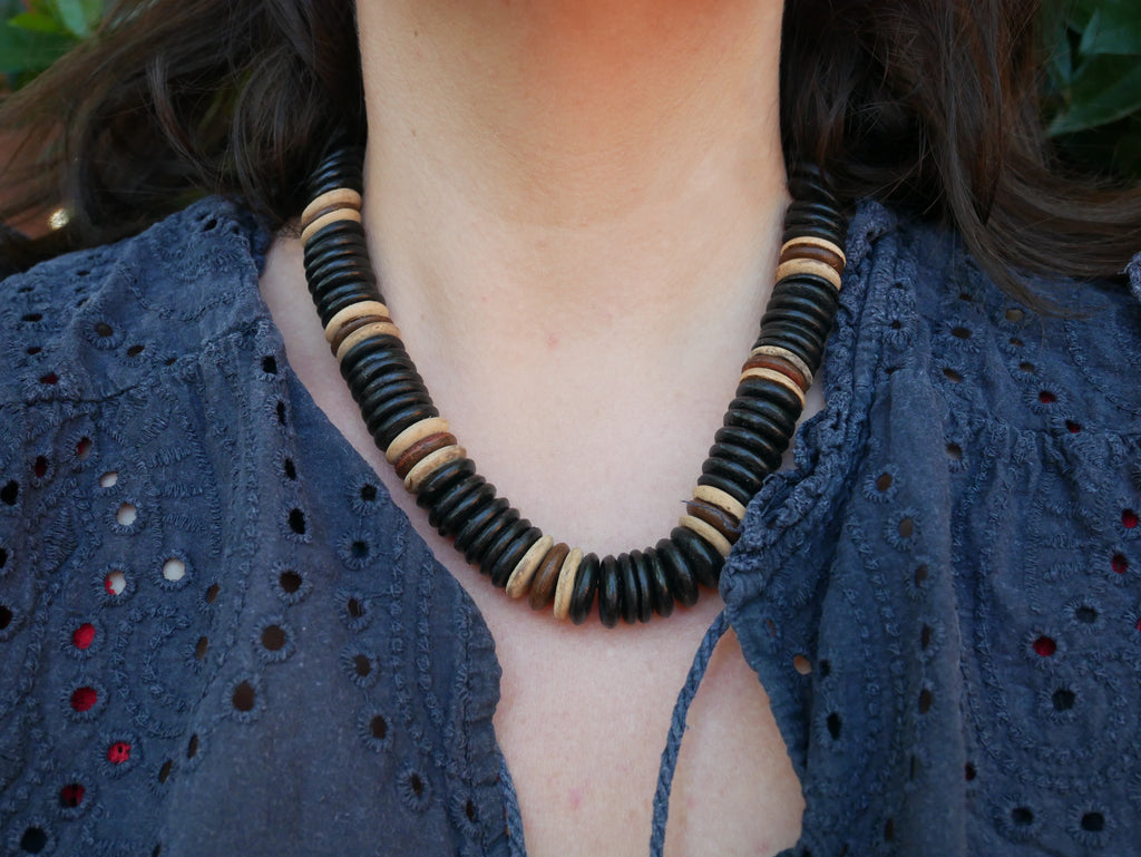 Collier ethnique Africain perles en bois - Burkina Faso