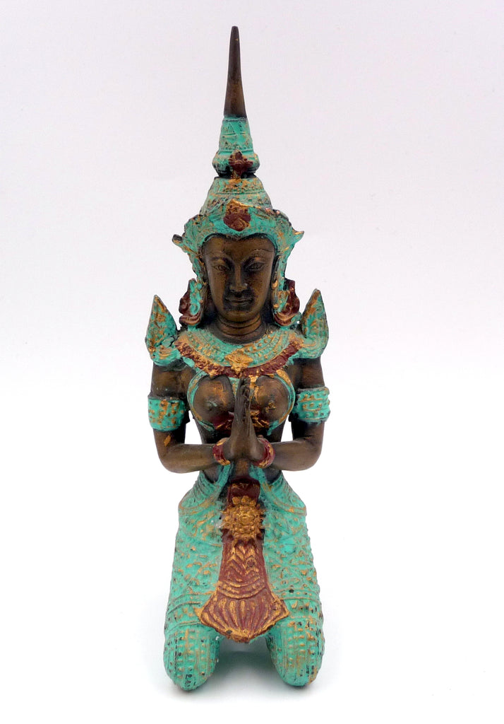 Statuette danseuse Thaï en costume traditionnel en bronze