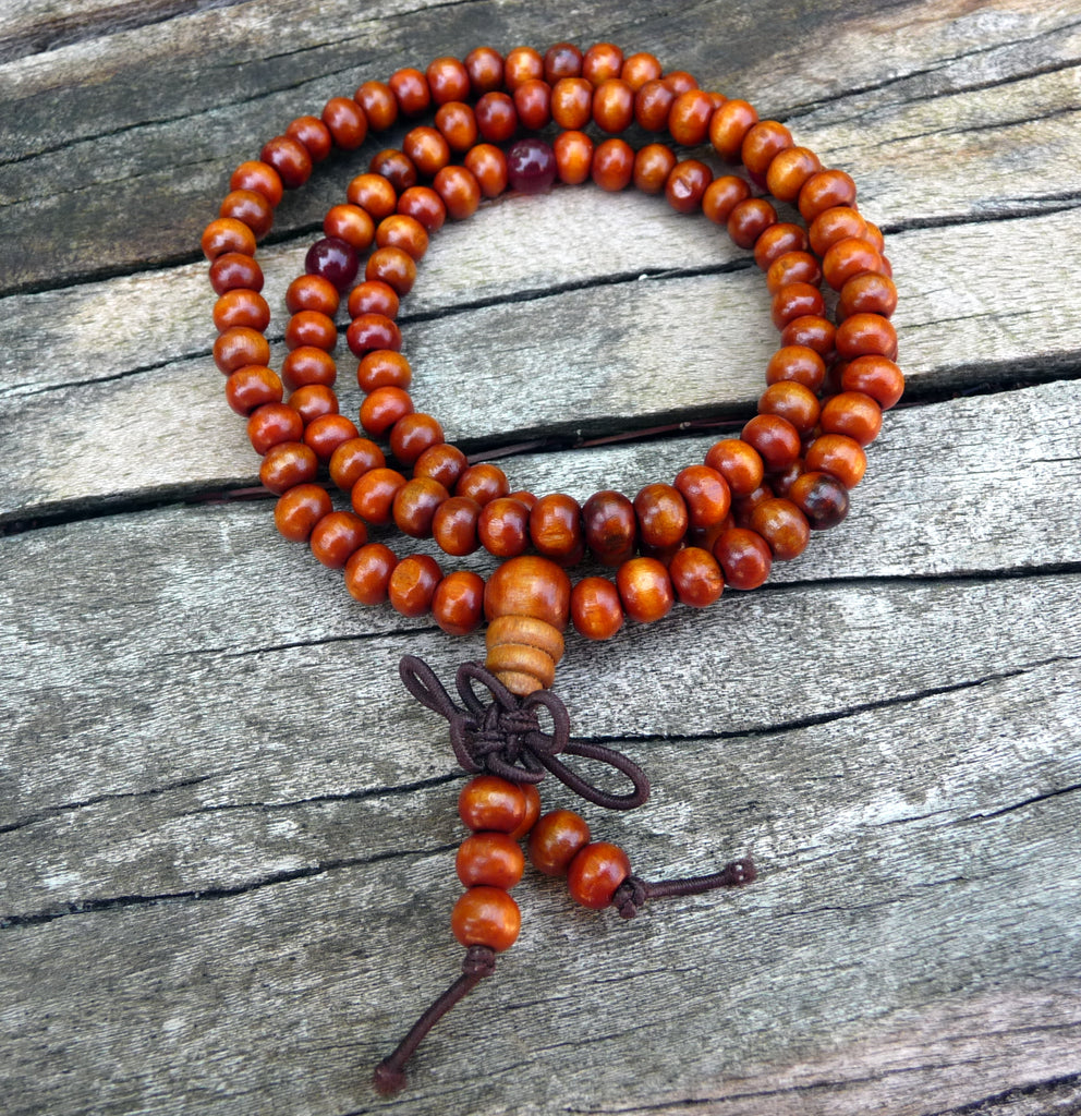 Bracelet Tibétain Mala en perles de bois de santal 6 mm - Relaxation