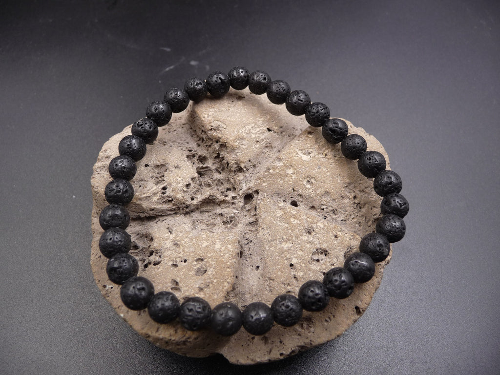 Bracelet en pierre de lave 6 mm- Reconstruction mentale, joie et spontanéité