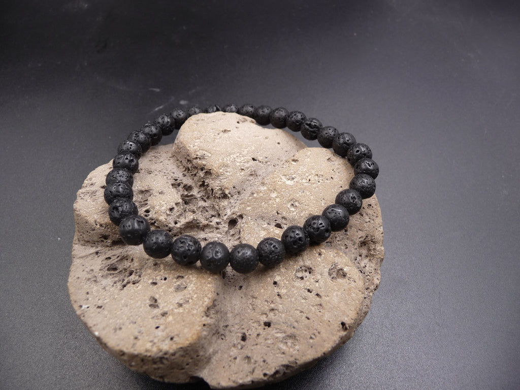 Bracelet en pierre de lave 6 mm- Reconstruction mentale, joie et spontanéité
