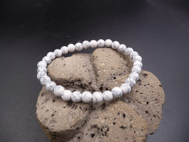 Bracelet Lithothérapie en Howlite naturelle 6 mm- Ancrage, relaxation