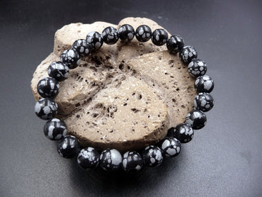 Bracelet Lithothérapie en Obsidienne Neige - Pierre puissante de protection