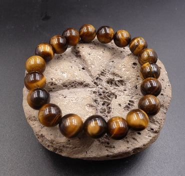 Bracelet en Oeil de Tigre de Madagascar - Boules 10 mm