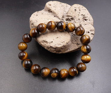 Bracelet en Oeil de Tigre de Madagascar - Boules 10 mm