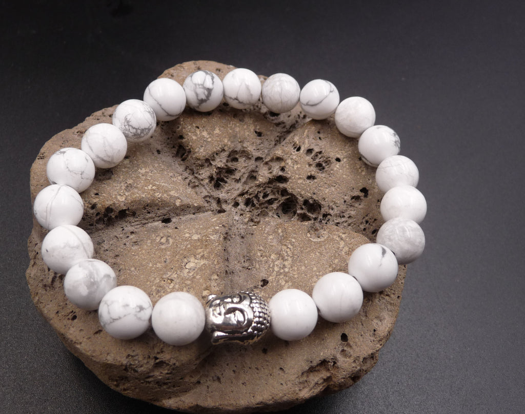 Bracelet Bouddha Thaï argent ou or en Howlite naturelle du Brésil