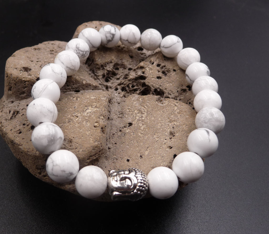 Bracelet Bouddha Thaï argent ou or en Howlite naturelle du Brésil