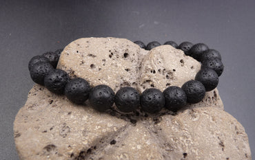 Bracelet en pierre de lave 8 mm- Reconstruction mentale, joie et spontanéité