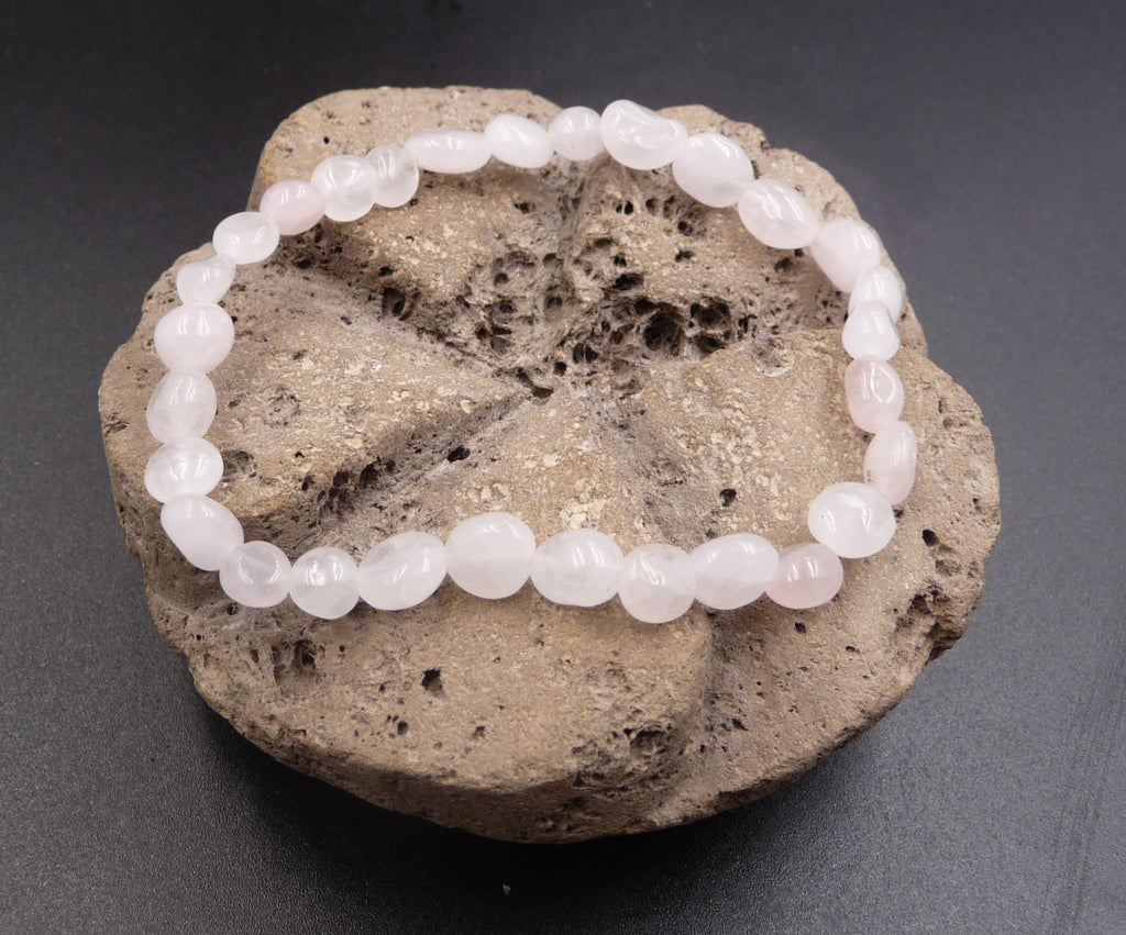 Bracelet Quartz Rose AAA - mini pierres roulées - Pierre d'amour