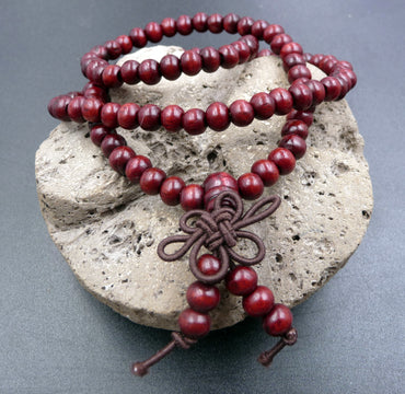 Bracelet Tibétain Mala perles en bois de santal pourpre
