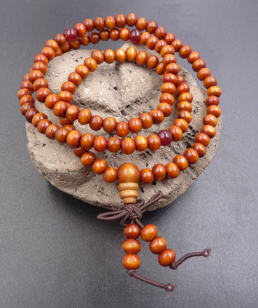 Bracelet Tibétain Mala en perles de bois de santal 6 mm - Relaxation