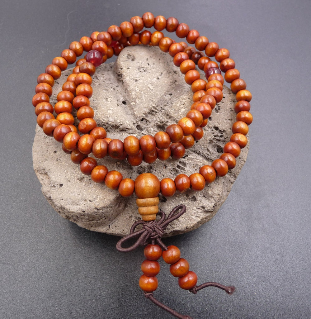 Bracelet Tibétain Mala en perles de bois de santal 6 mm - Relaxation