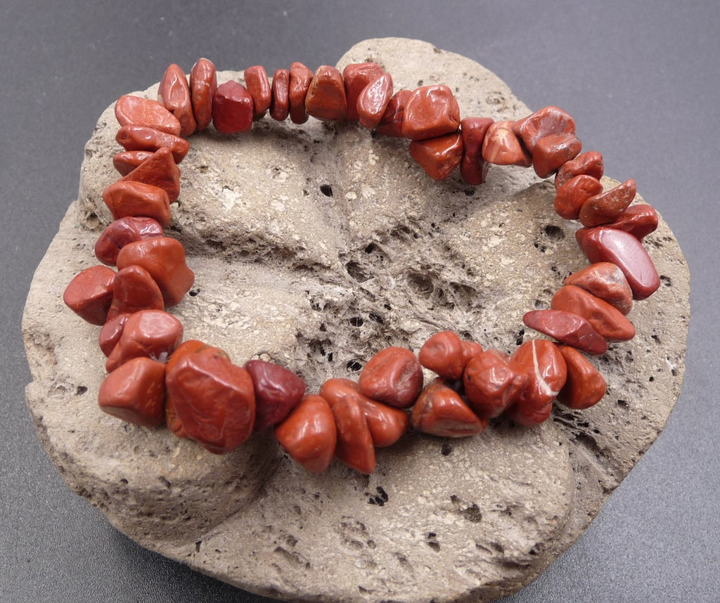 Bracelet chips de pierre en Jaspe Rouge d'Inde