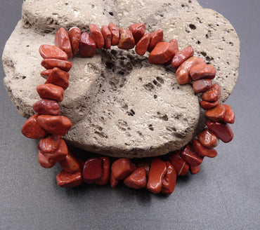 Bracelet chips de pierre en Jaspe Rouge d'Inde