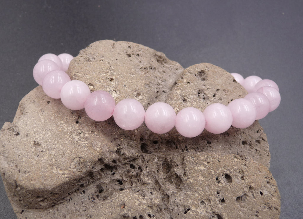 Bracelet en Quartz Rose 8 mm - Paix et Amour
