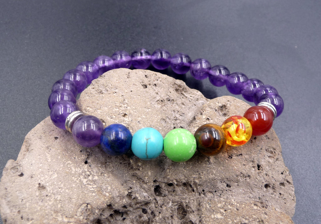 Bracelet 7 chakras en Améthyste - Lithothérapie