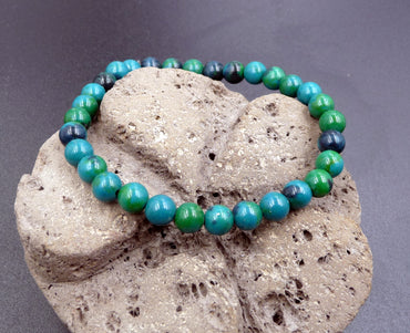 Bracelet en Chrysocolle du Chili boules 6 mm - Pierre tranquille