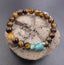 Bracelet en Oeil de Tigre de Madagascar 8 mm + tortue Amérindienne en Howlite Turquoise