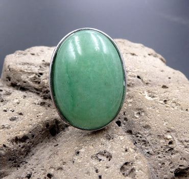 Bague réglable Pierre ovale en Aventurine du Brésil