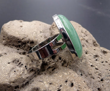 Bague réglable Pierre ovale en Aventurine du Brésil