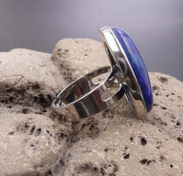 Bague réglable Pierre ovale en Lapis Lazuli