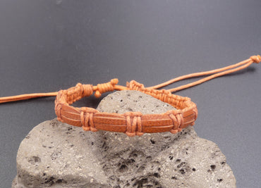 Bracelet réglable unisexe en cuir orange et coton orange N2