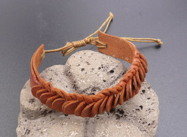 Bracelet pour homme ou ado en cuir marron clair