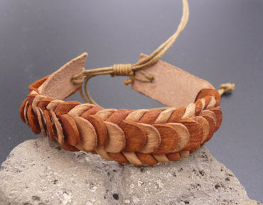 Bracelet réglable pour ado ou homme en cuir naturel et marron N2