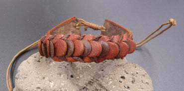 Bracelet réglable pour ado ou homme en cuir véritable marron