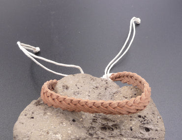 Bracelet réglable pour ado ou homme en cuir tressé naturel