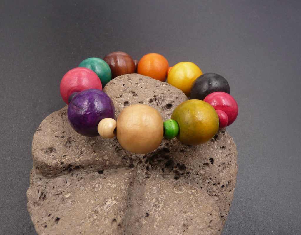Bracelet en bois de manguier perles multicolores